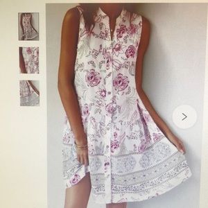 V Neck Sleeveless Casual Floral dress